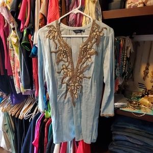 Beautiful light blue beaded Sulu tunic